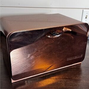 Vintage BeautyBox Metal Bread Box – Brown Speckled Retro Storage – 16.5”x11”x10”